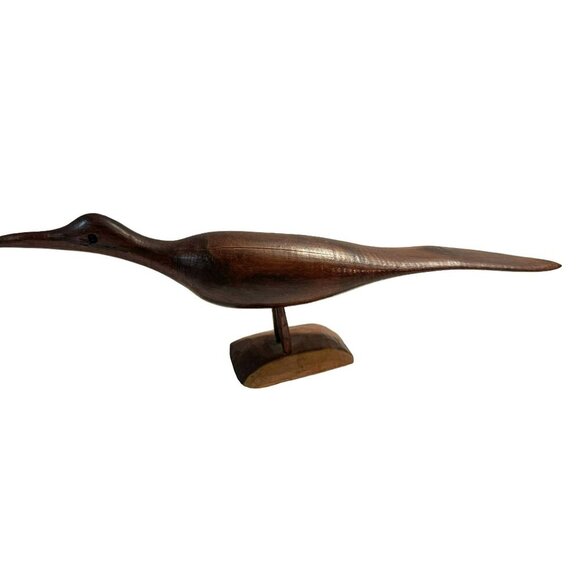 Shorebird Roadrunner Decoy Hand Carved Natural Wood Sculpture Decorative USA - Picture 2 of 8
